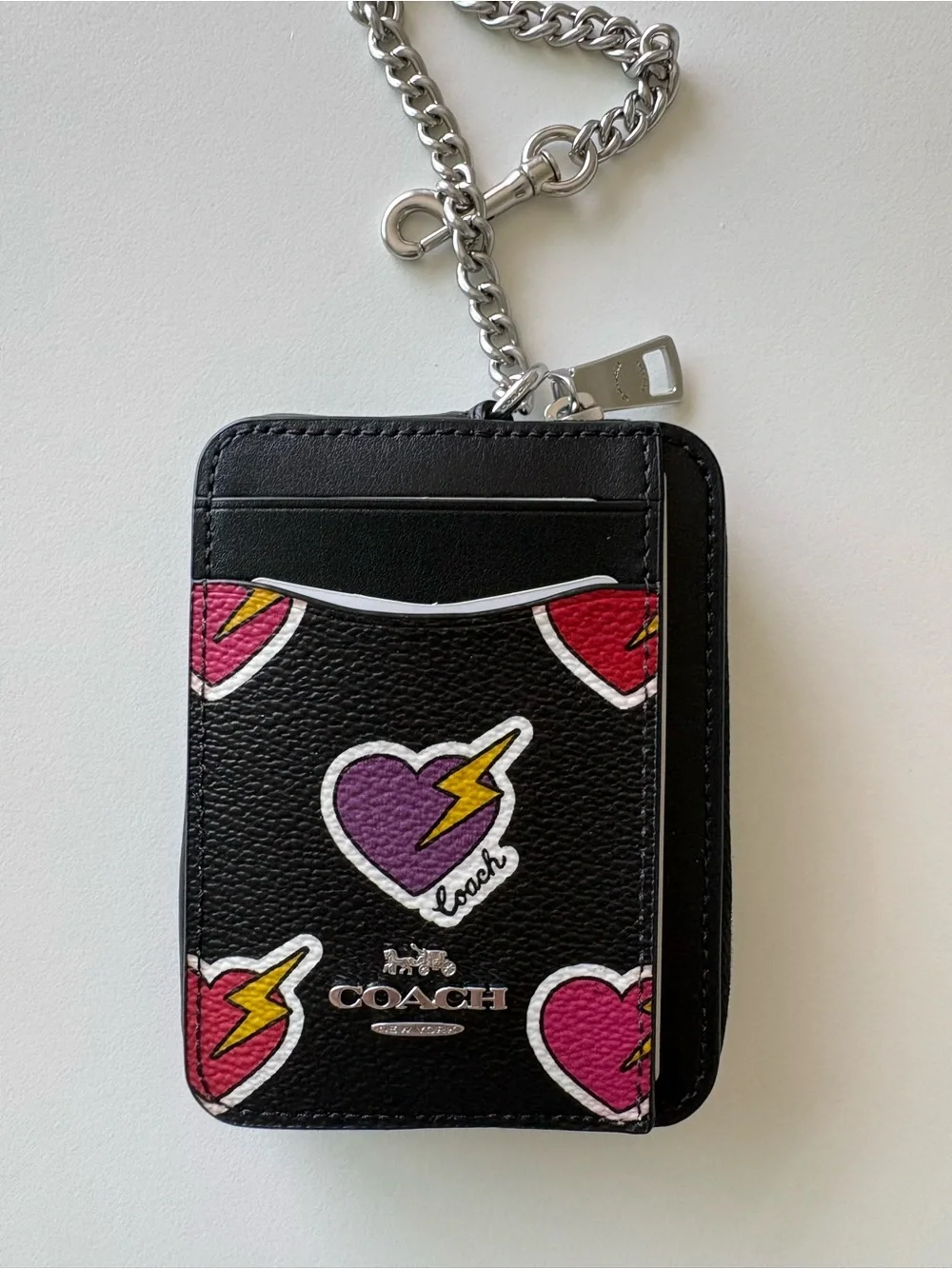 Coach Heart Zip Card Case - NWT